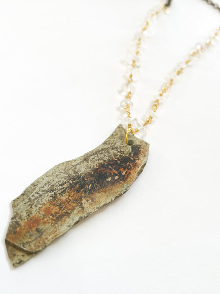 Green Slate & Crystal Chip Necklace