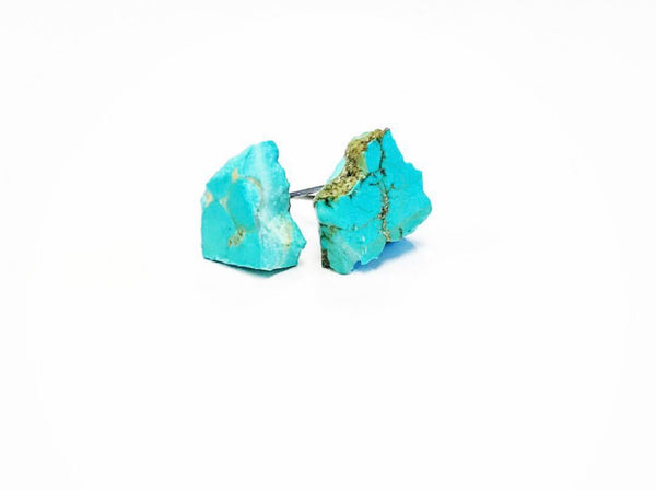 Deconstructed Turquoise Slab Stud Earrings